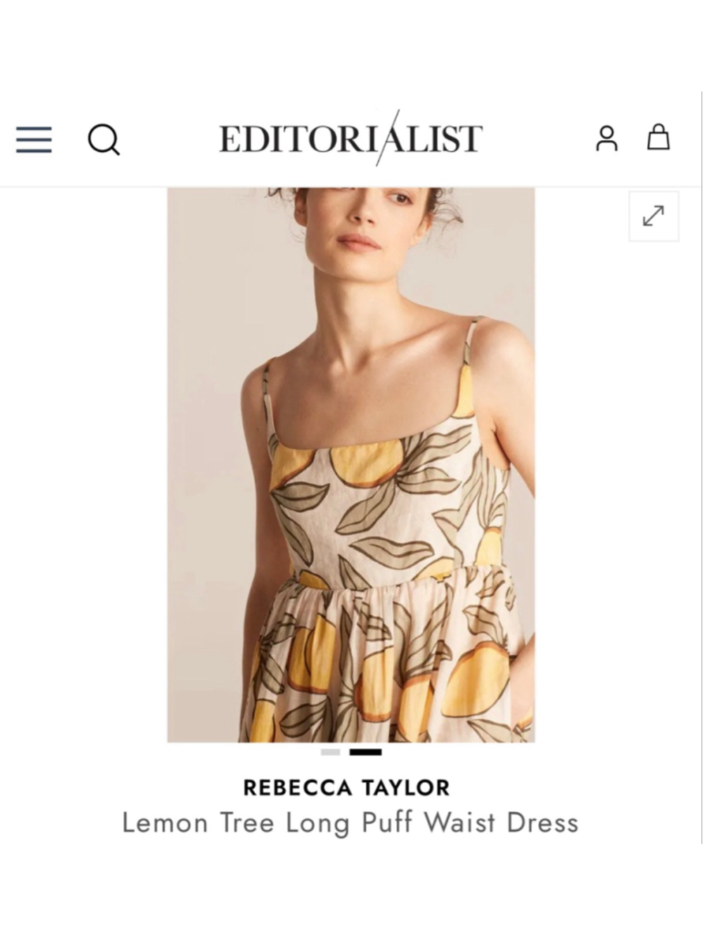 Women's Rebecca Taylor Lemon Tree Long Puff Waist Maxi Dress 4 Beige Yellow - Picture 3 of 14